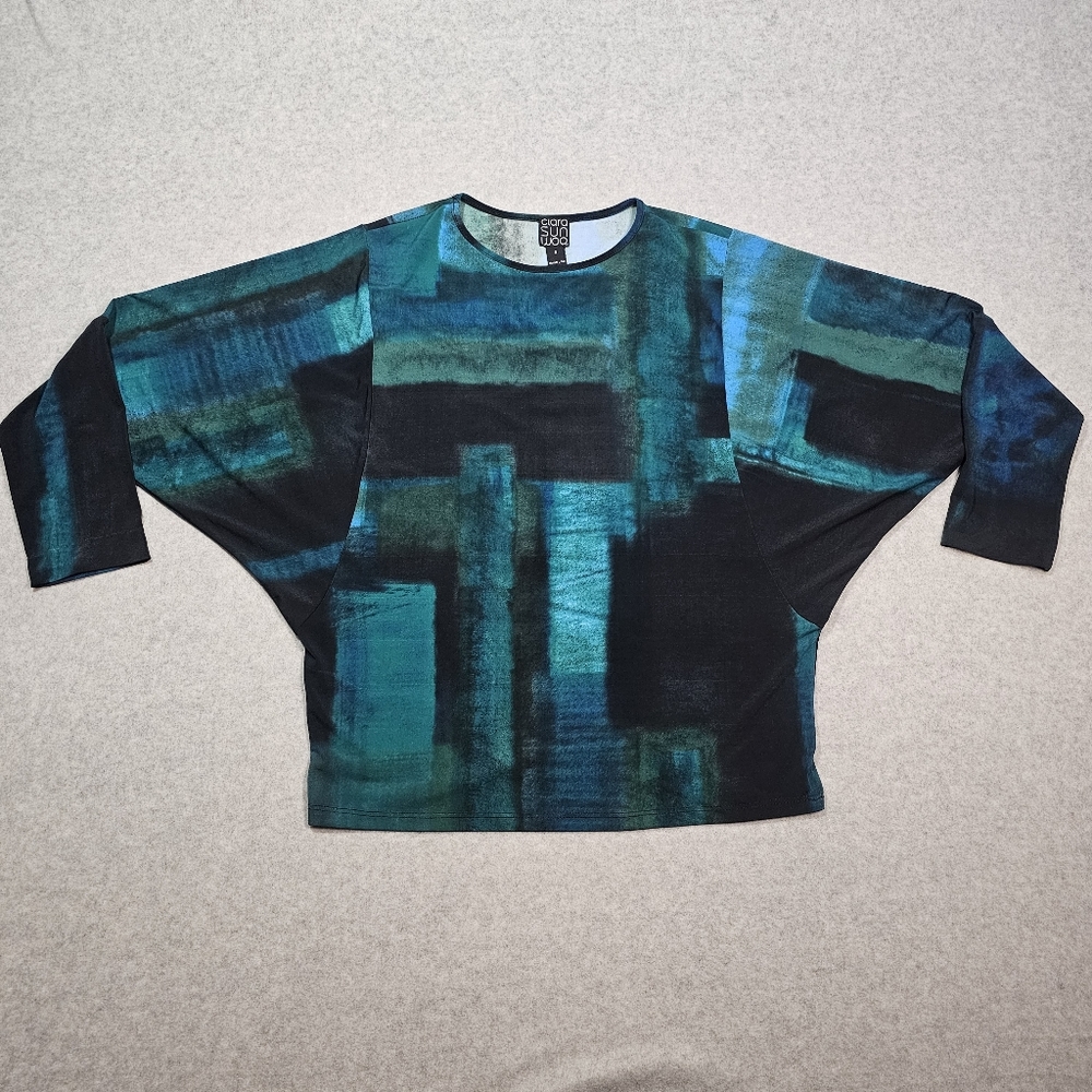 Clara Sun Woo Watercolor Paint Stroke Dolman Sleeve Top Womens Size Small Artsy